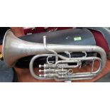 A cased Besson New Standard tenor horn