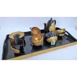 A 20th century Japanese black lacquer and gilded tea service comprising 23 pieces. The tray 24½''