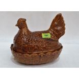 A Portmeirion chicken and basket dish and cover. 9'' wide