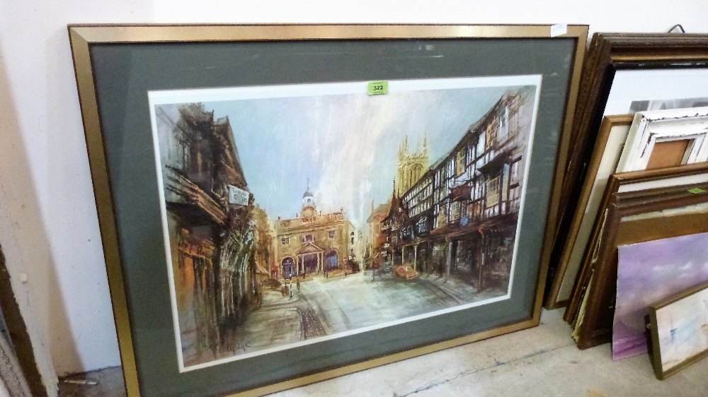 A framed print of The Buttercross, Ludlow, after Ben Maile. 20'' x 29''