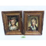 CONTINENTAL SCHOOL: Portrait of a nobleman and lady. A pair. Oil on copper panel. 5¾'' x 4''