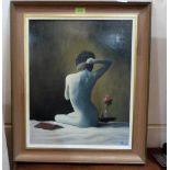 FRANK HOLT: Nude study. Signed initials and inscribed verso. Oil on board. 20'' x 16''