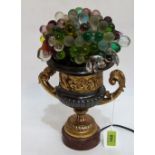 An unusual Italian campana form table lamp, with glass berry fruit 'shade'. Mid 20th century. 13''