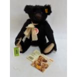 Steiff Classic teddy bear. Black Mohair. Fully jointed. 26cm tall