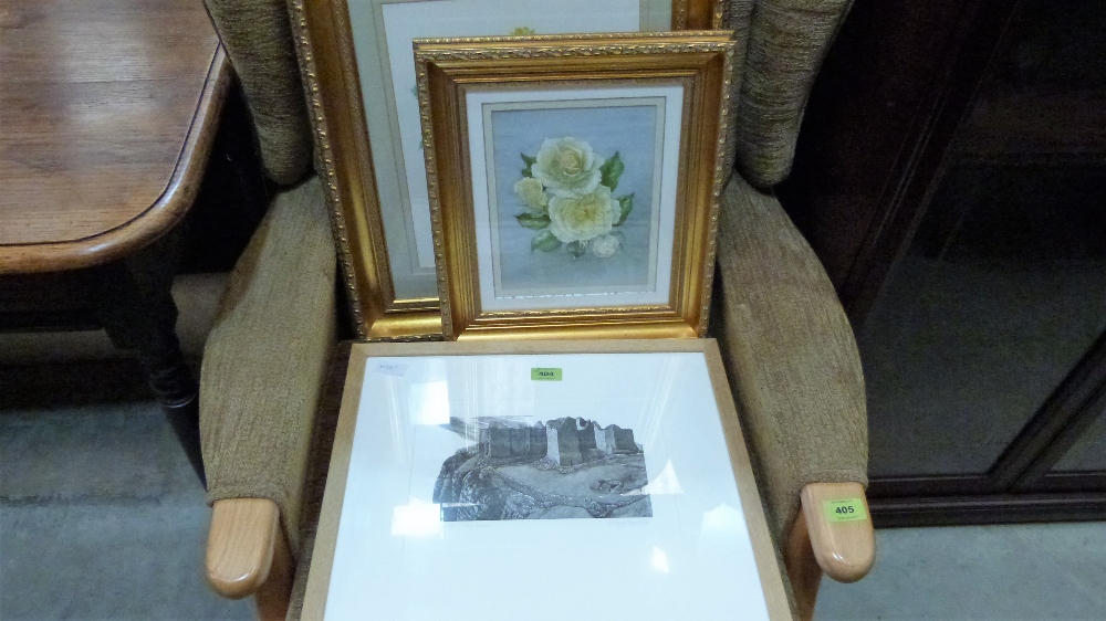 Three framed prints