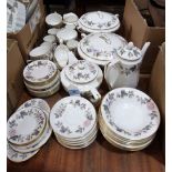 A Royal Worcester 'June Garland' part tea service and dinner service comprising 51 pieces. Teapot