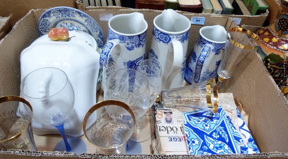 A box of ceramics and glassware