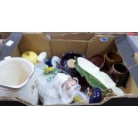 Two boxes of miscellaneous ceramics