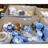 Three boxes of miscellaneous ceramics and glassware