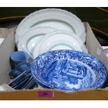 Woods part dinner service, blue jasperware and two Spode Italian bowls