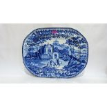 A 19th century Rogers blue and white meat plate. 21'' wide