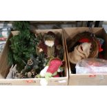 Two boxes of Christmas decorations