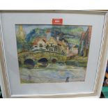 Two watercolours signed W.E, A Marches Village and a Shropshire farmstead