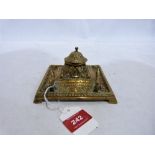 A Victorian cast gilt brass inkstand. 5¼'' wide