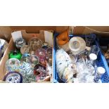 Two boxes of paperweights and other glassware