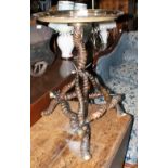 A late Victorian antelope horn occasional table with brass top. 15'' diameter