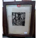 AUGUSTIN L'HERMITTE: La Boucherie. Signed etching 10'' x 8'' to plate mark