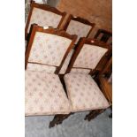 A set of four late Victorian salon chairs and a set of six 1940's dining chairs