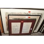 A pair of hunting engravings after Charles Hunt; a framed photograph of The Alherstone Hunt