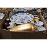 Three boxes of ceramics