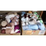 Two boxes of knitting wool