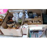 Two boxes of ceramics and a box of sundries