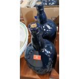 A pair of Chives Brothers blue glazed whisky flagons