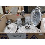 Two boxes of plate and other metalware