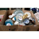 A box of ceramics and glassware