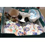 Two boxes of ceramics, most pieces damaged
