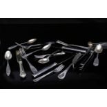 LOT OF CONTINENTAL SILVER CUTLERY comprising a pair of silver handled table knives,