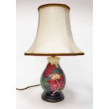 MODERN MOORCROFT TABLE LAMP BASE decorated with stylised tube-lined floral motifs in predominantly