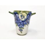 WILLIAM MOORCROFT FOR JAMES MACINTYRE & CO PANSY PATTERN VASE of tapering circular form and with