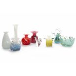 LOT OF GLASSWARE INCLUDING MDINA AND MTARFA to include a Mdina white and orange vase,