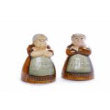 PAIR OF ROYAL DOULTON NOVELTY SALT AND PEPPER CONDIMENTS the salt modelled as a woman with 'Votes