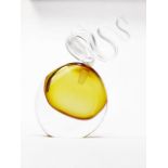 BOB CROOKS GLASS SCENT BOTTLE the stopped in wavy clear glass,