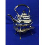 WALKER & HALL SHEFFIELD SILVER PLATED TEA KETTLE ON STAND together with miscellaneous silver plated