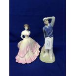 LOT OF THREE ROYAL DOULTON FIGURES along with a Coalport figure,