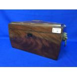 19TH CENTURY SARCOPHAGUS-SHAPED MAHOGANY TEA CADDY some damages and losses,