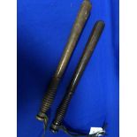 PAIR OF 1940S SCOTTISH POLICE TRUNCHEONS