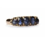 SAPPHIRE FIVE STONE RING Victorian style, set with graduated oval sapphires, size K, unmarked, 2.
