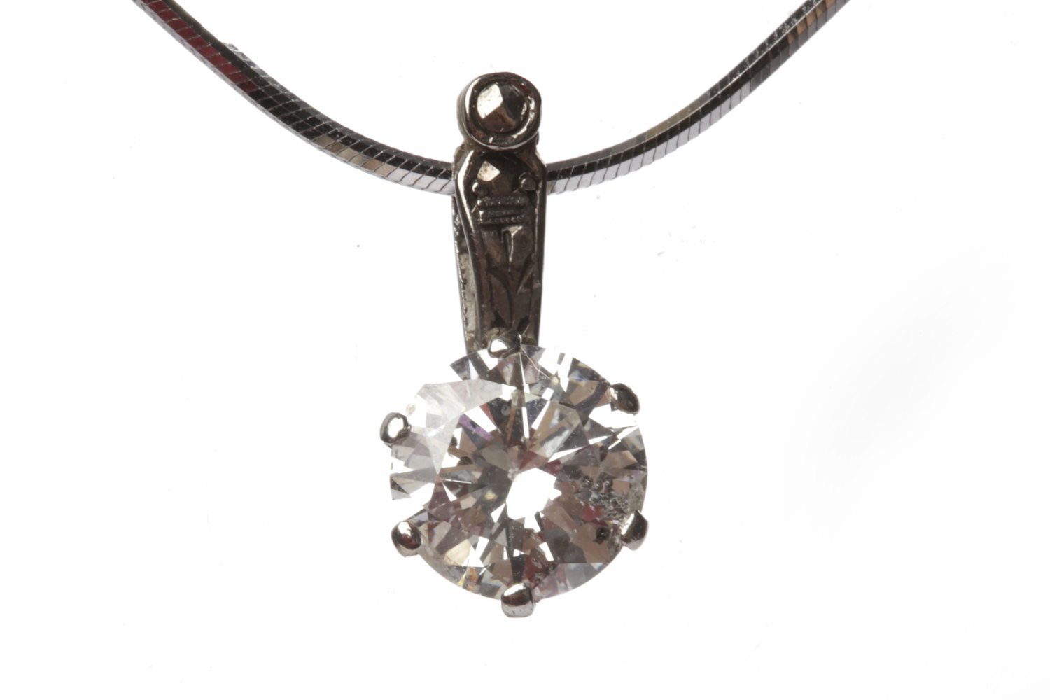 DIAMOND SINGLE STONE PENDANT set with a round brilliant cut diamond of approximately 1. - Image 2 of 3