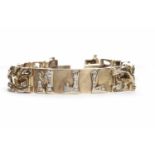 FOURTEEN CARAT GOLD DIAMOND SET BRACELET with diamond set initials, 20cm long,