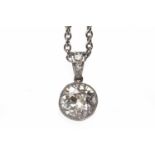 EARLY TWENTIETH CENTURY DIAMOND SINGLE STONE PENDANT the round brilliant cut stone of approximately