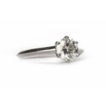 CERTIFICATED TIFFANY DIAMOND SOLITAIRE RING the six claw set round brilliant cut diamond of 1.