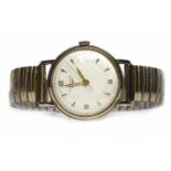 GENTLEMAN'S LONGINES MANUAL WIND WRIST WATCH the round white dial with applied gold coloured Arabic