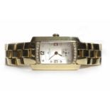 LADY'S BAUME AND MERCIER EIGHTEEN CARAT GOLD DIAMOND SET QUARTZ WRIST WATCH the rectangular mother