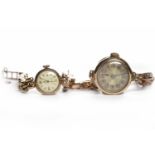 LADY'S EARLY TWENTIETH CENTURY NINE CARAT GOLD MANUAL WIND WRIST WATCH 15 jewel movement,