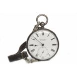 VICTORIAN SILVER OPEN FACE KEY WIND POCKET WATCH the white enamel dial with James Aitchison,