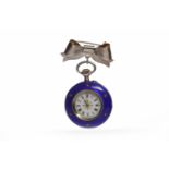 VICTORIAN SILVER ENAMELLED KEYLESS WIND FOB WATCH the round white enamel dial with Roman numerals